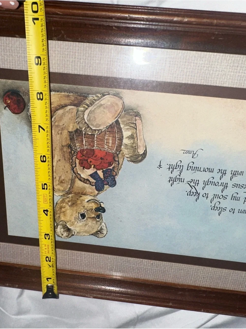 Vintage Teddy Bear Framed Wall Art Set of 2 Country Nursery Decor